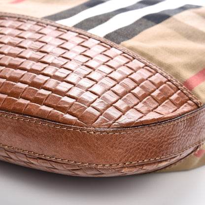 Burberry Canvas House Check Woven Hobo Brown 11 of 14