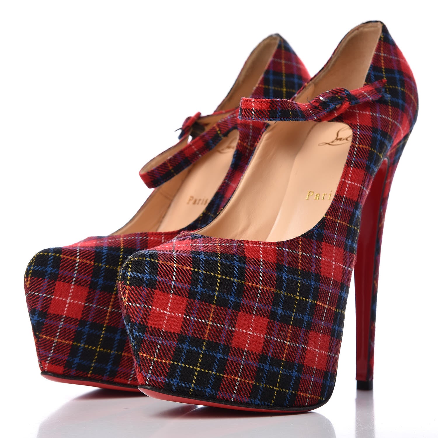 Christian Louboutin Fabric Tartan Print Lady Daf 160 Pumps 39 3 of 12