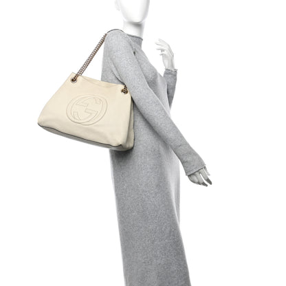 Gucci Pebbled Calfskin Medium Soho Chain Shoulder Bag Off White 2 of 13