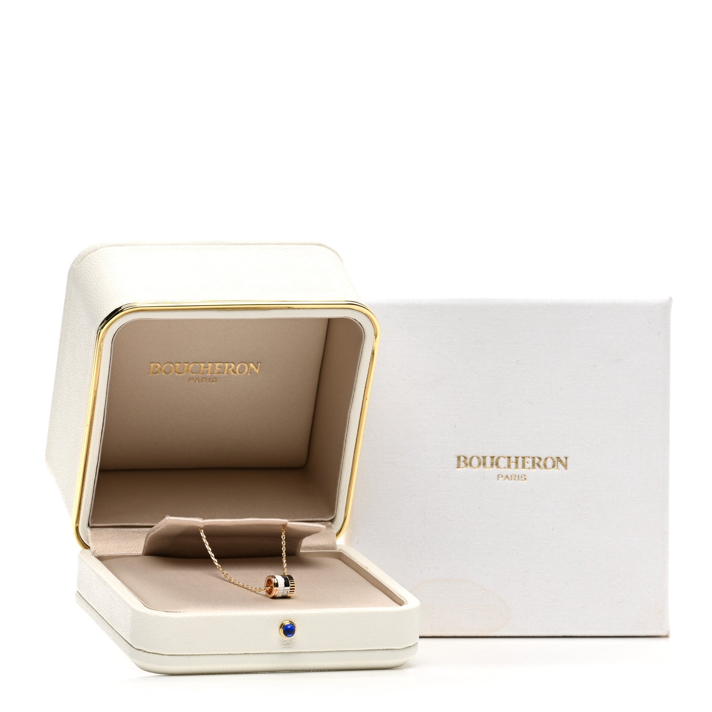 18K White Yellow Rose Gold Diamond Ceramic Quatre Mini Ring Pendant Necklace