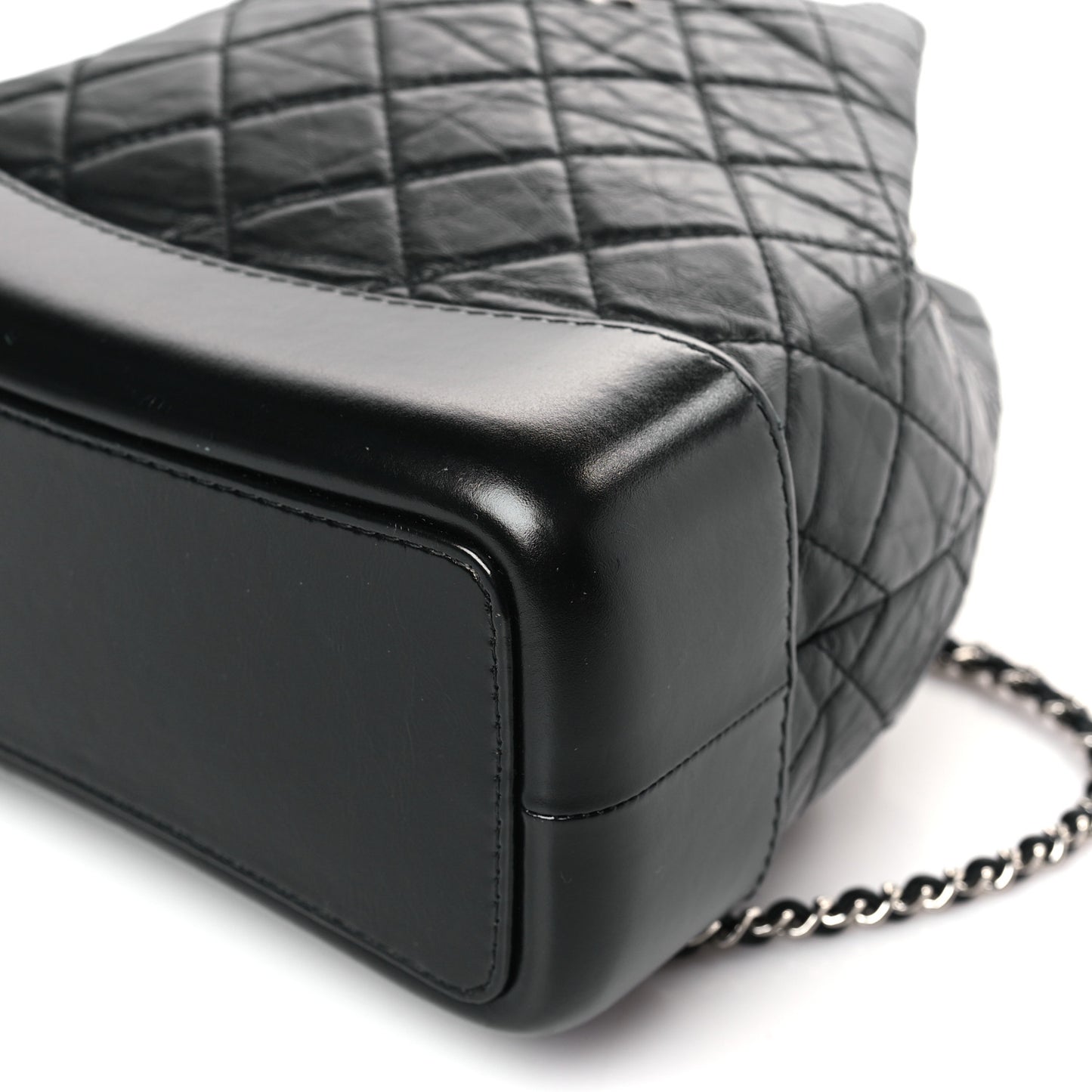 Aged Calfskin Quilted Small Gabrielle Backpack Black