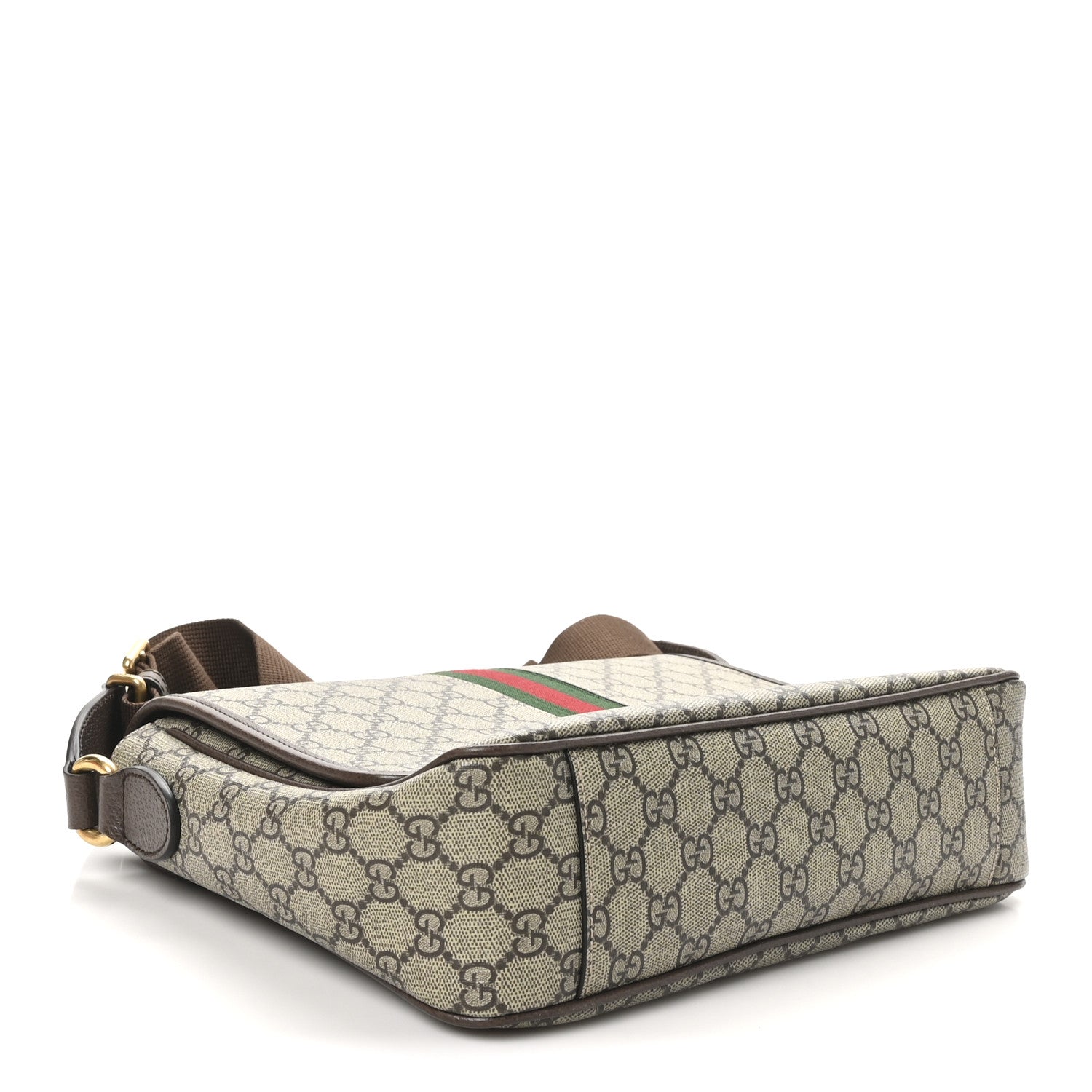 Gucci Tender GG Supreme Monogram Textured Dollar Calfskin Ophidia Messenger Bag Beige Ebony Dark Brown 3 of 9