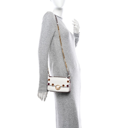 Fendi Vitello Dolce Nappa Flowerland Studded F is Fendi FF Micro Double Baguette White Multicolor 2 of 10