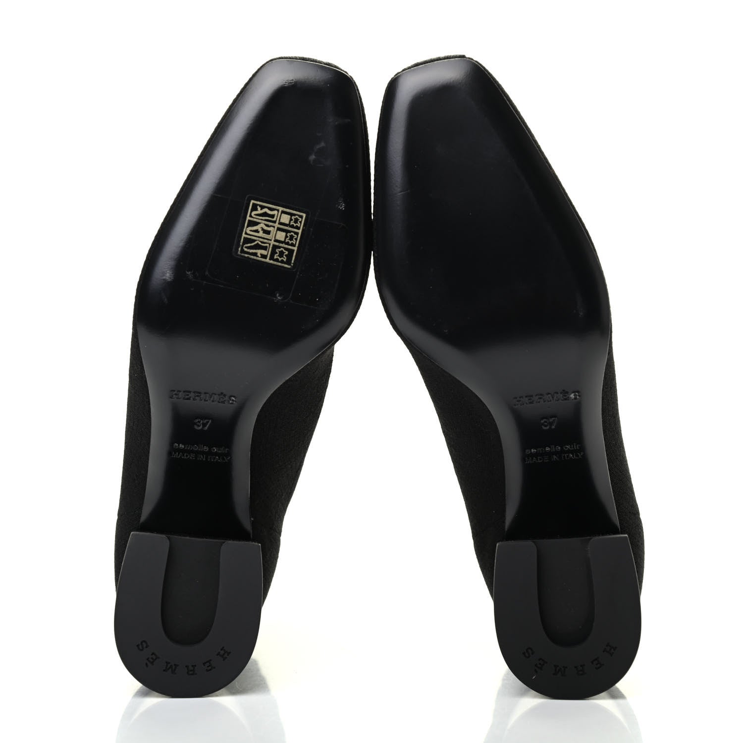 Hermes Knit Calfskin Volver Ankle Boots 37 Black 4 of 4