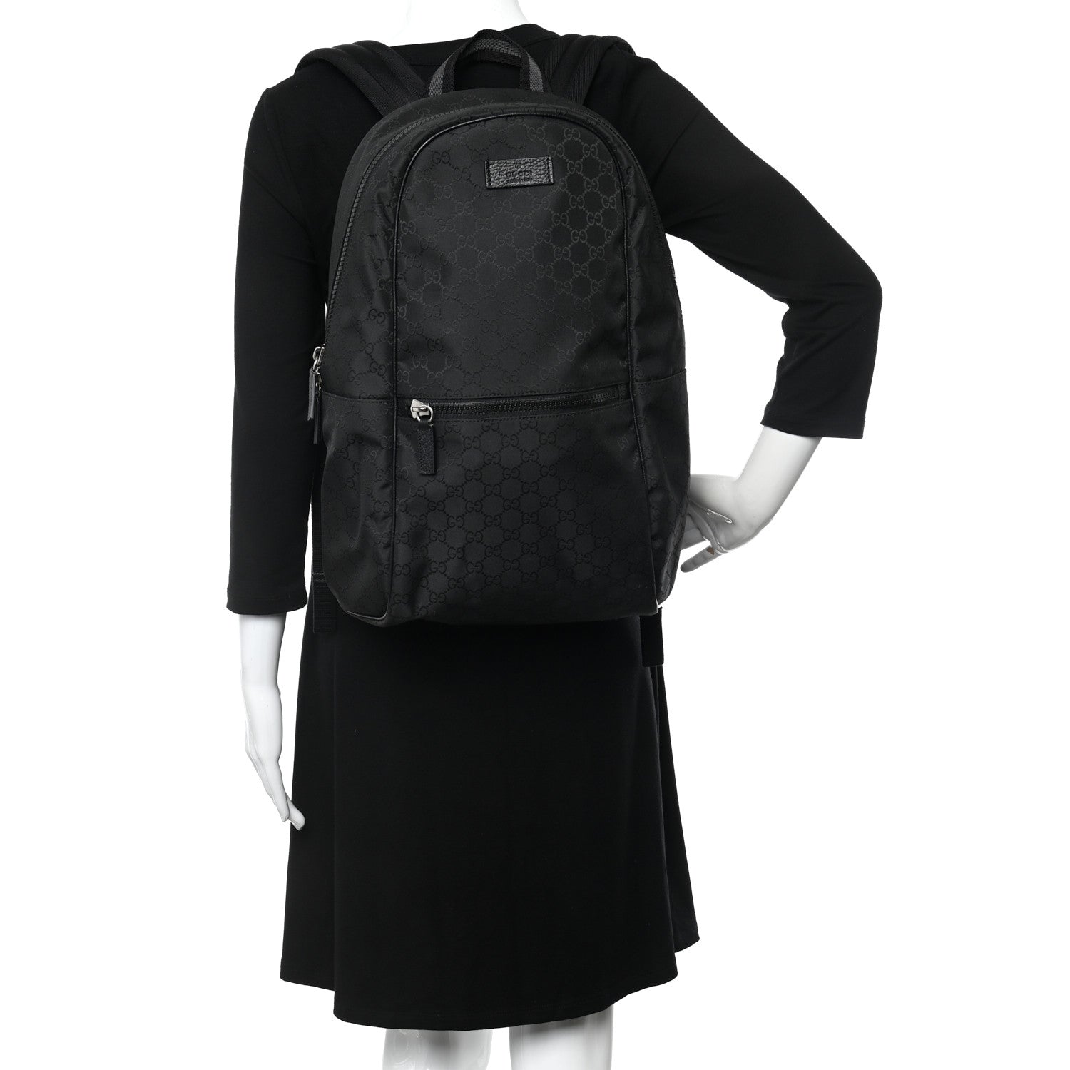 Gucci Nylon Monogram Slim Backpack Black 2 of 10