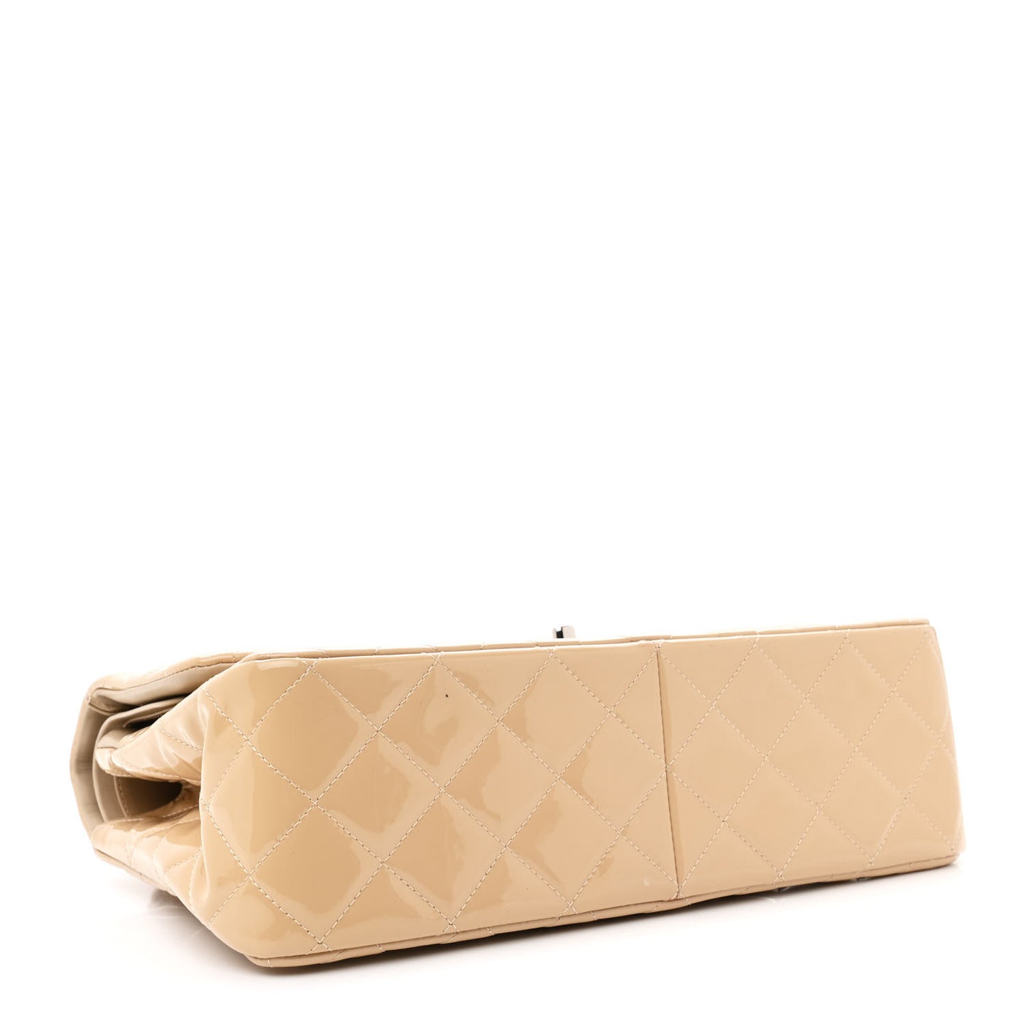 Patent Quilted Jumbo Double Flap Beige