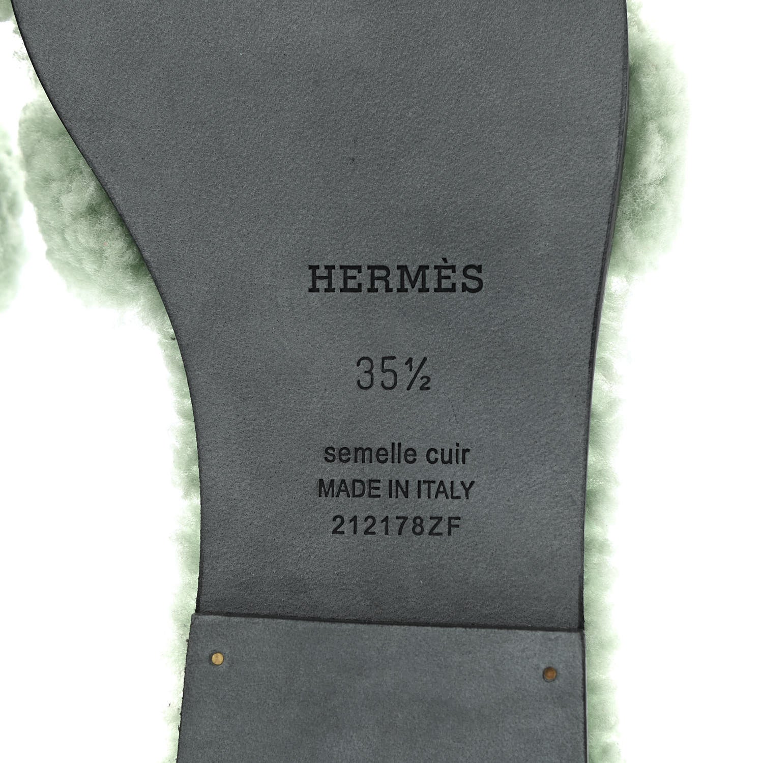 Hermes Woolskin Oran Sandals 35.5 Vert D'Eau 7 of 7