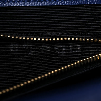 Saint Laurent Grain De Poudre Matelasse Chevron Large Monogram Satchel Blue 15 of 18