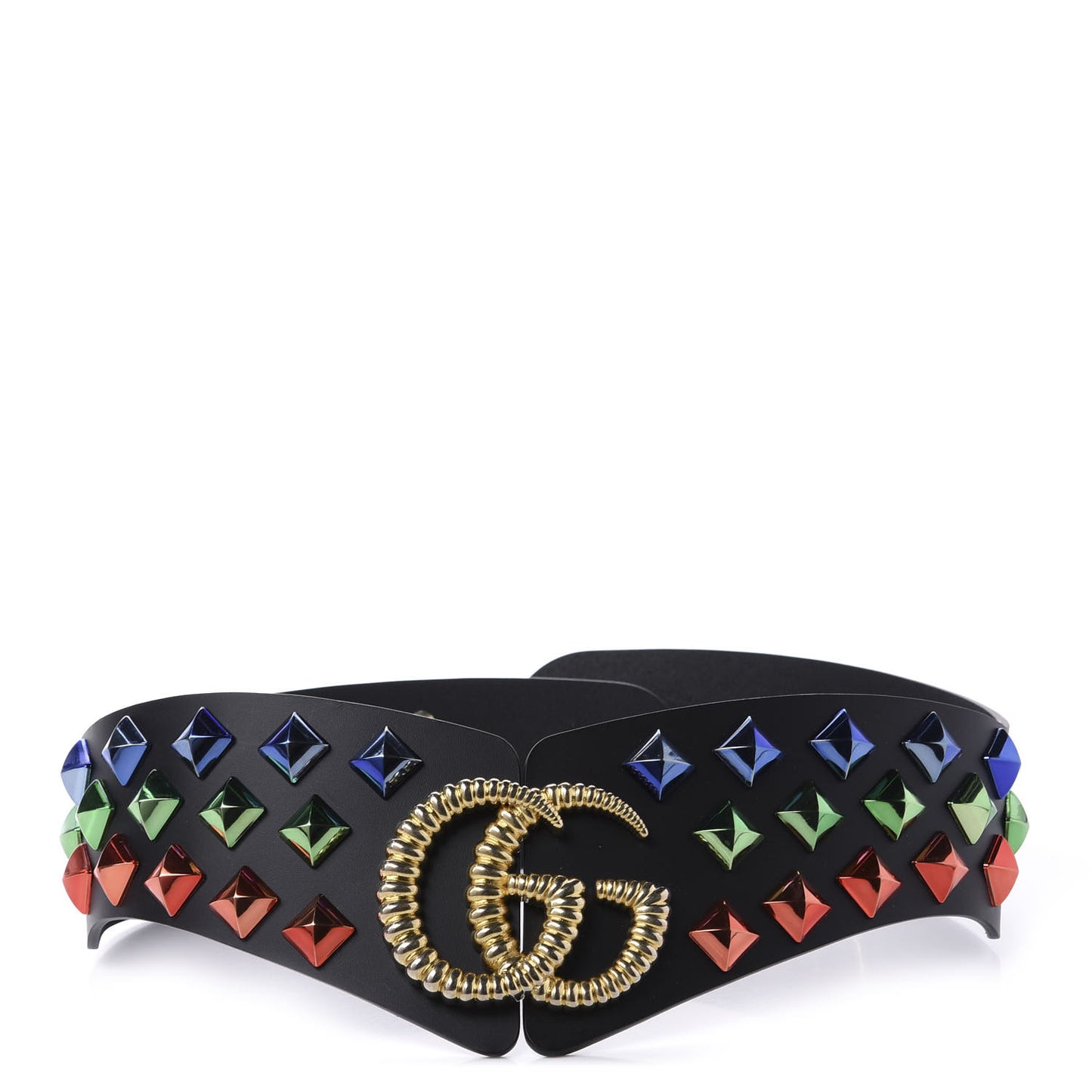 Calfskin Studded Torchon GG Marmont Selleria Belt 80 32 Black Multicolor