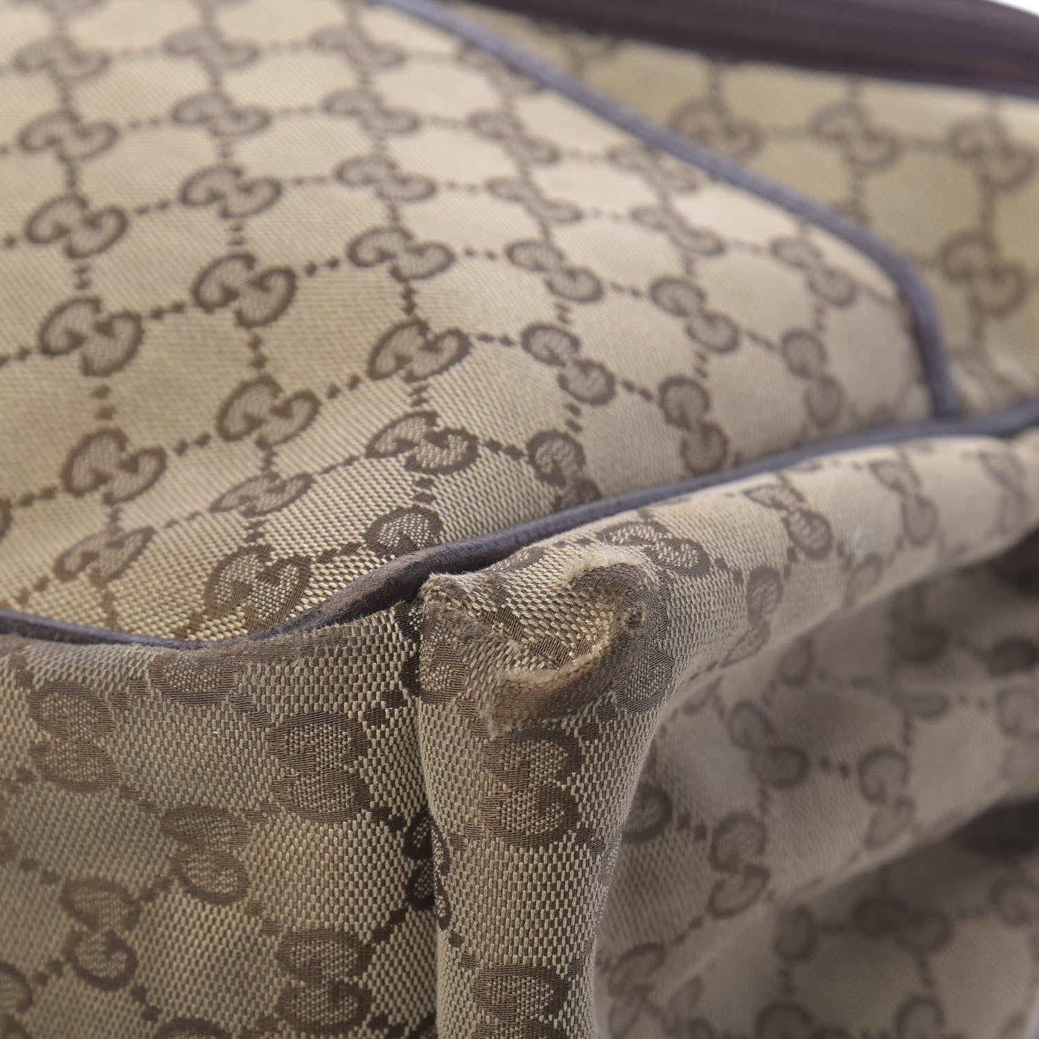 Gucci Monogram Natural Pigskin Large Diaper Bag Beige Ebony Cocoa Dark Chocolate 20 of 23