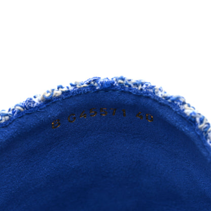 Chanel Tweed Sequin Cap Toe CC Espadrilles Mule 40 Blue White 9 of 10