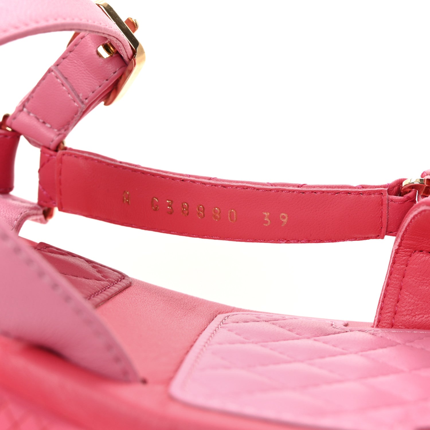 Chanel Lambskin Logo Platform Sandals 39 Pink Red 1760629