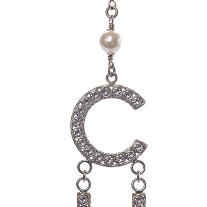 Chanel Pearl Crystal Cha-Nel Logo Necklace Gold 5 of 6