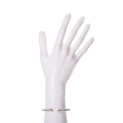 David Yurman Sterling Silver 18K Yellow Gold 4mm Cable Classics Bracelet 2 of 5