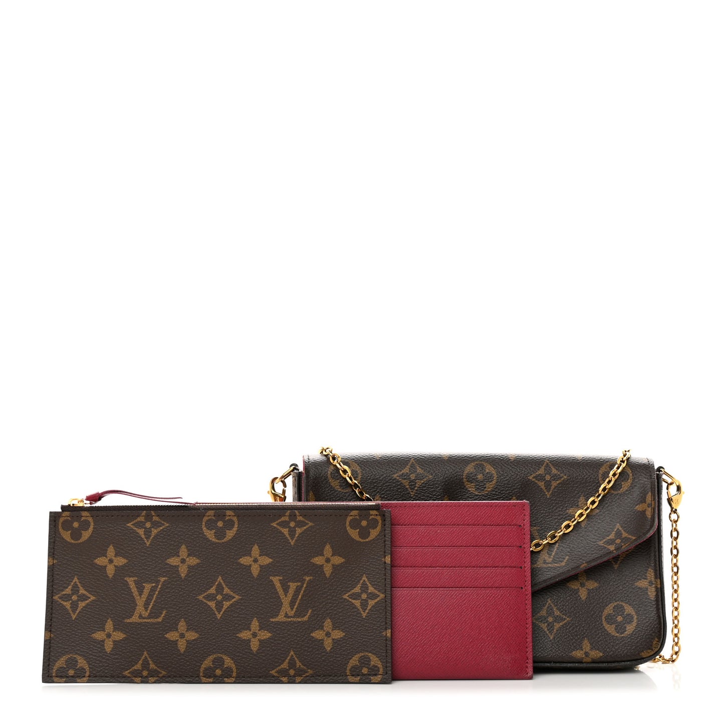 Monogram Pochette Felicie Chain Wallet Fuchsia