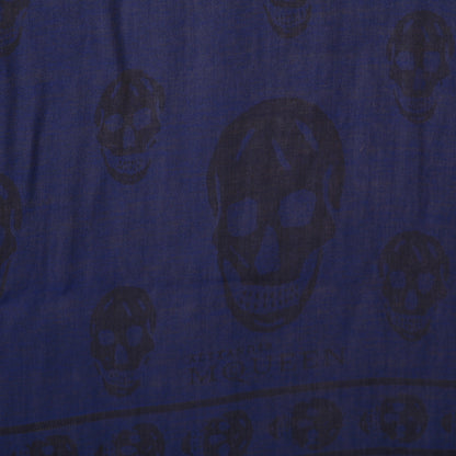Alexander McQueen Cotton Viscose Skull Shawl Blue 4 of 5