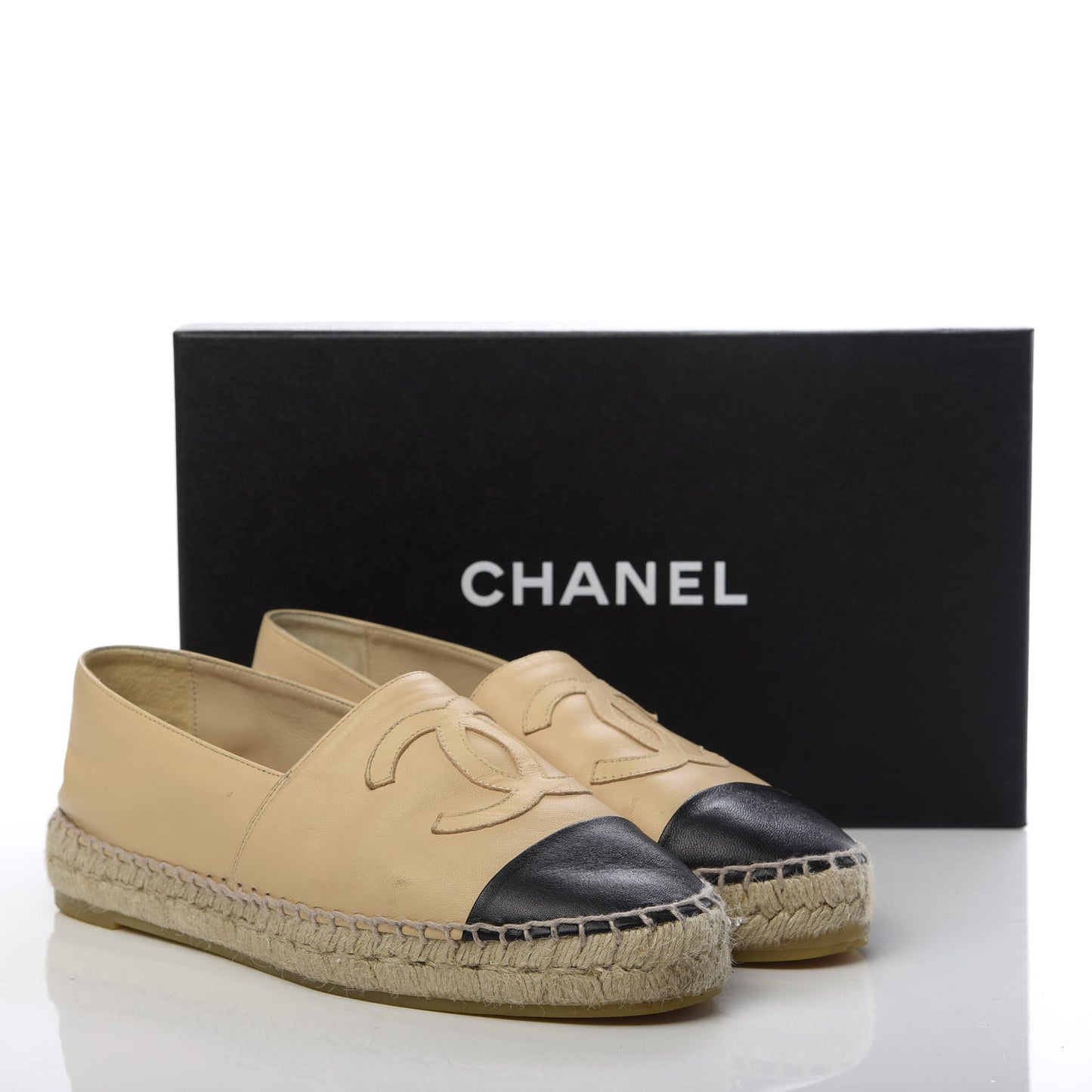 Lambskin CC Espadrilles 38 Beige Black