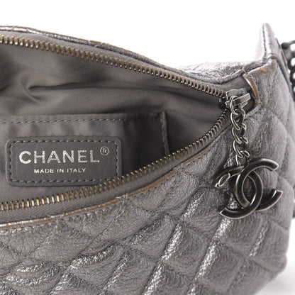 Chanel Metallic Goatskin Quilted Banane Waist Bag Fanny Pack Silver 11 of 13