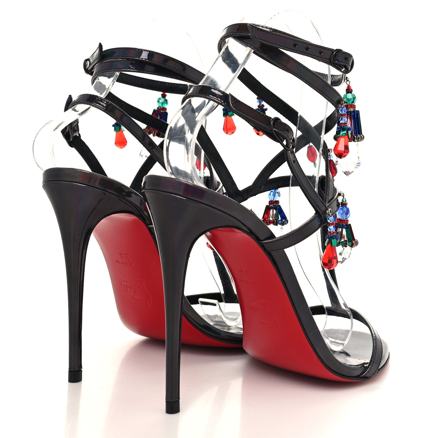 Christian Louboutin Patent Bombina Pampilla 100 Sandals 38 Black 4 of 8