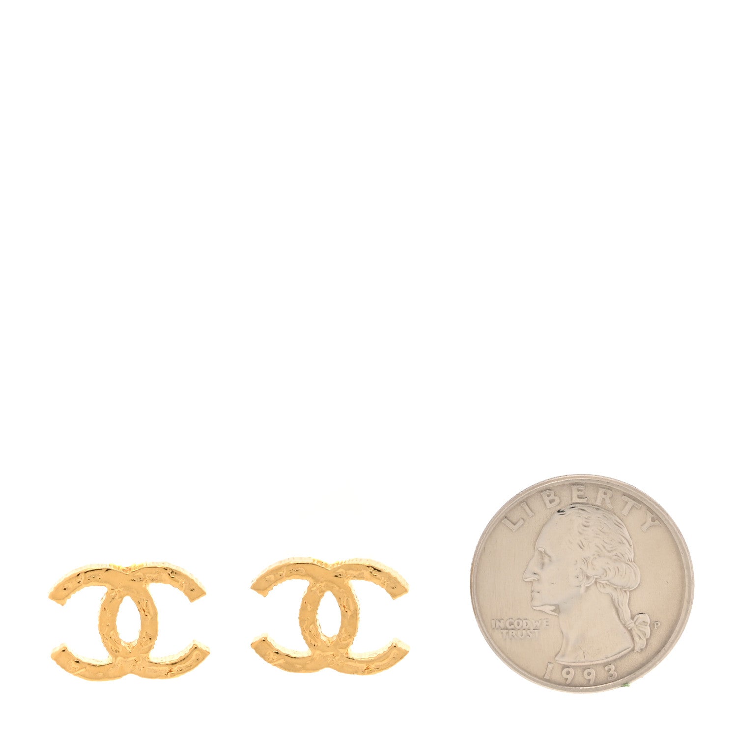 Chanel Metal Textured CC Earrings Gold 2 of 5