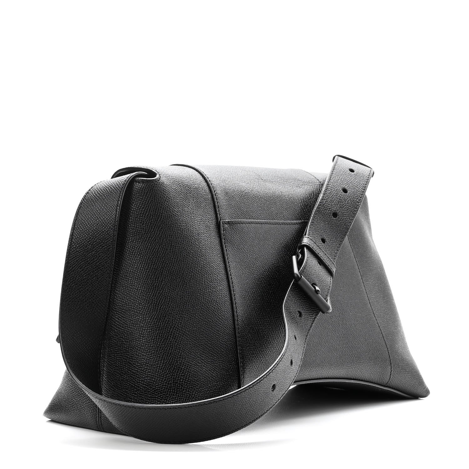 Balenciaga Grained Calfskin Monochrome M Downtown Shoulder Bag Black 3 of 10