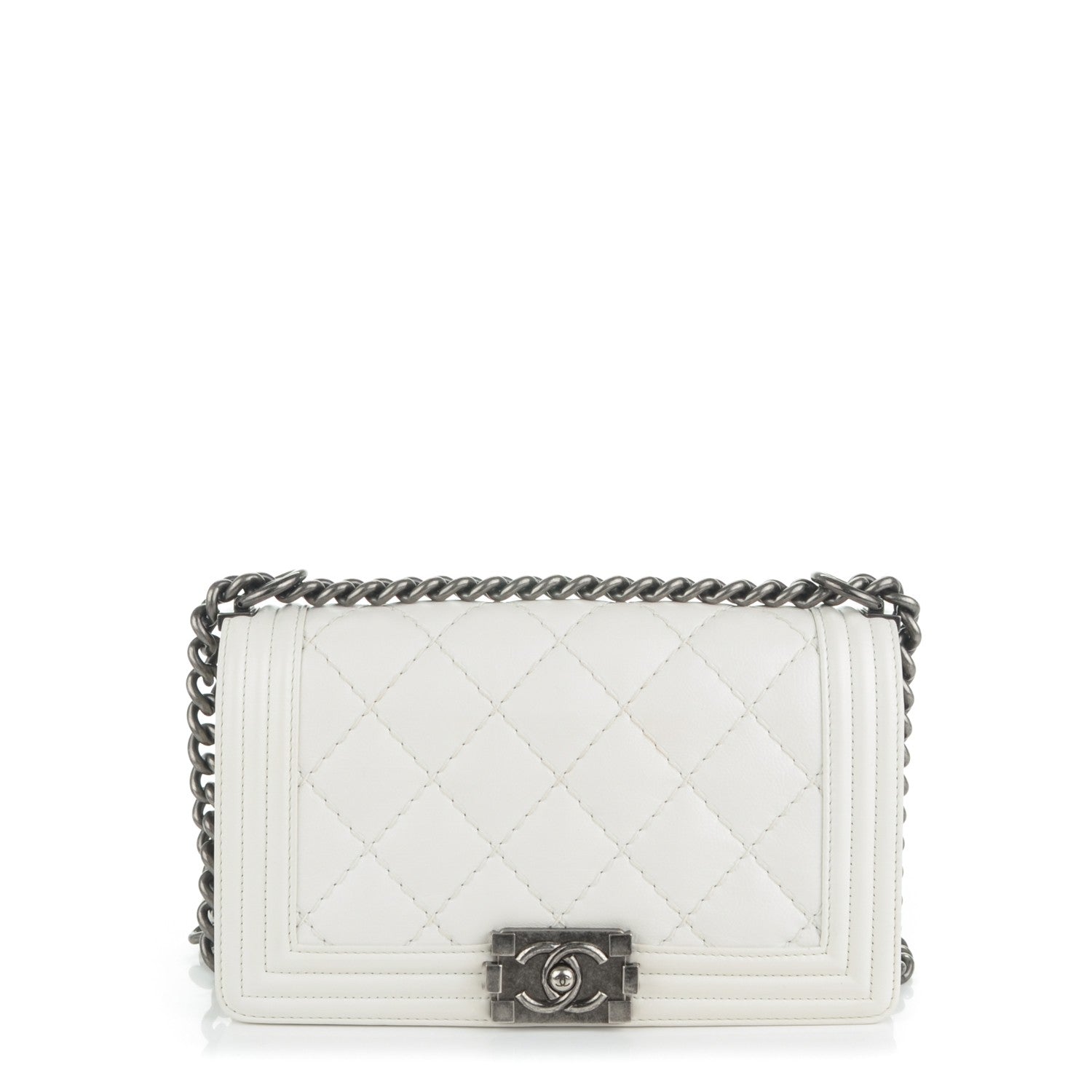 Chanel Calfskin Quilted Medium Boy Flap White 1 of 7