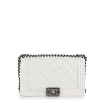 Chanel Calfskin Quilted Medium Boy Flap White 1 of 7