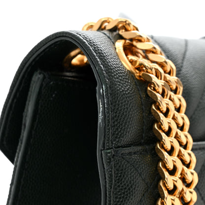 Saint Laurent Grain De Poudre Textured Mixed Matelasse Triquilt Medium Monogram Satchel Vert Fonce 11 of 11