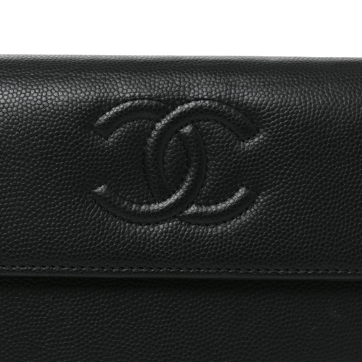 Caviar Timeless CC Large Gusset Flap Wallet Black