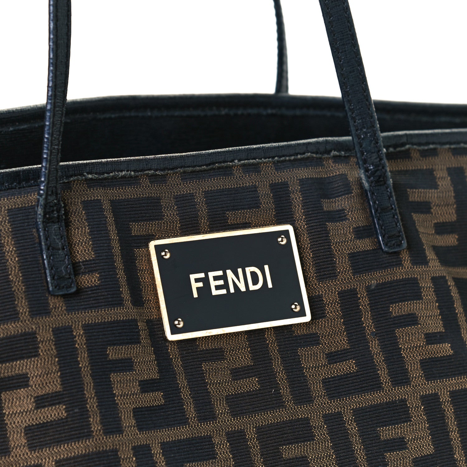 Fendi Zucca Vitello Elite Medium Roll Tote Tobacco Black 6 of 20
