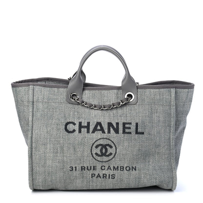 Chanel Woven Straw Raffia Large Deauville Tote Grey 1 of 4