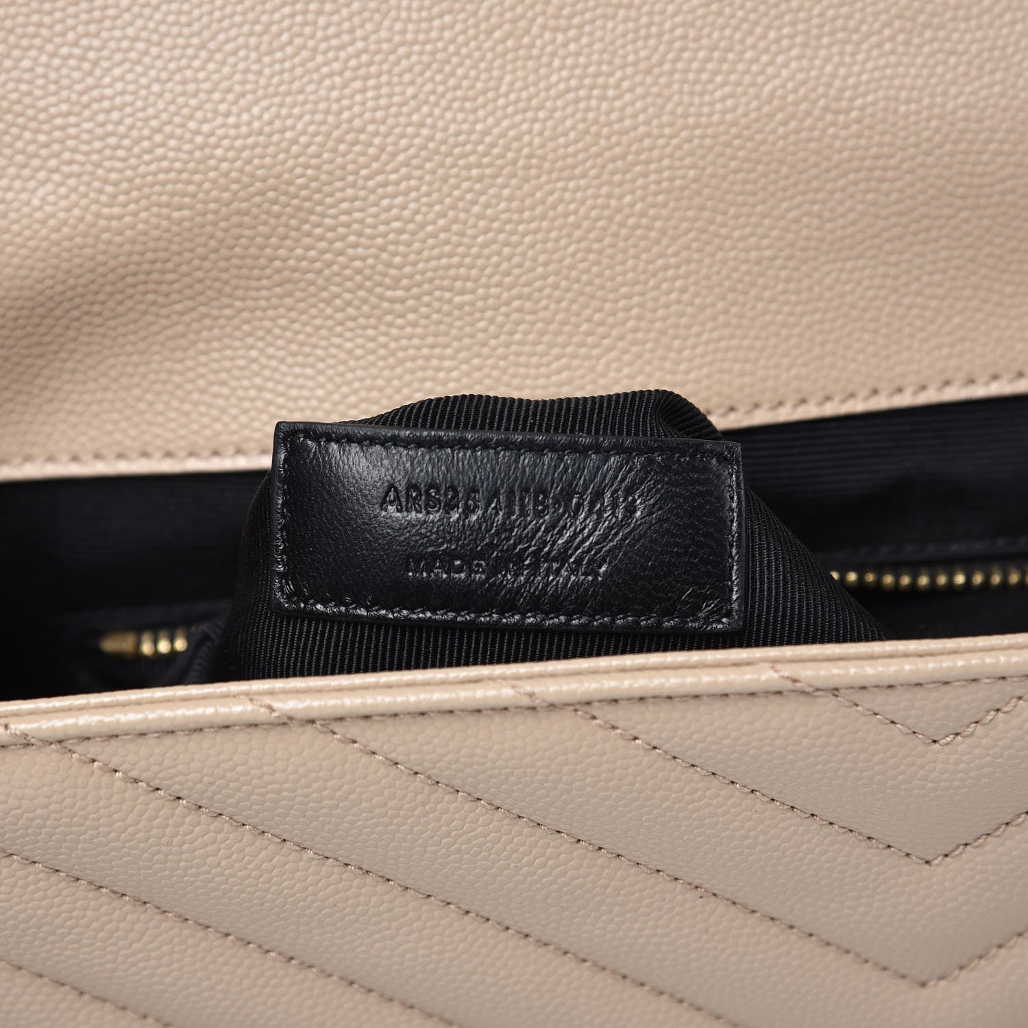 Saint Laurent Grain De Poudre Matelasse Chevron Large Monogram Satchel Dark Beige 7 of 14
