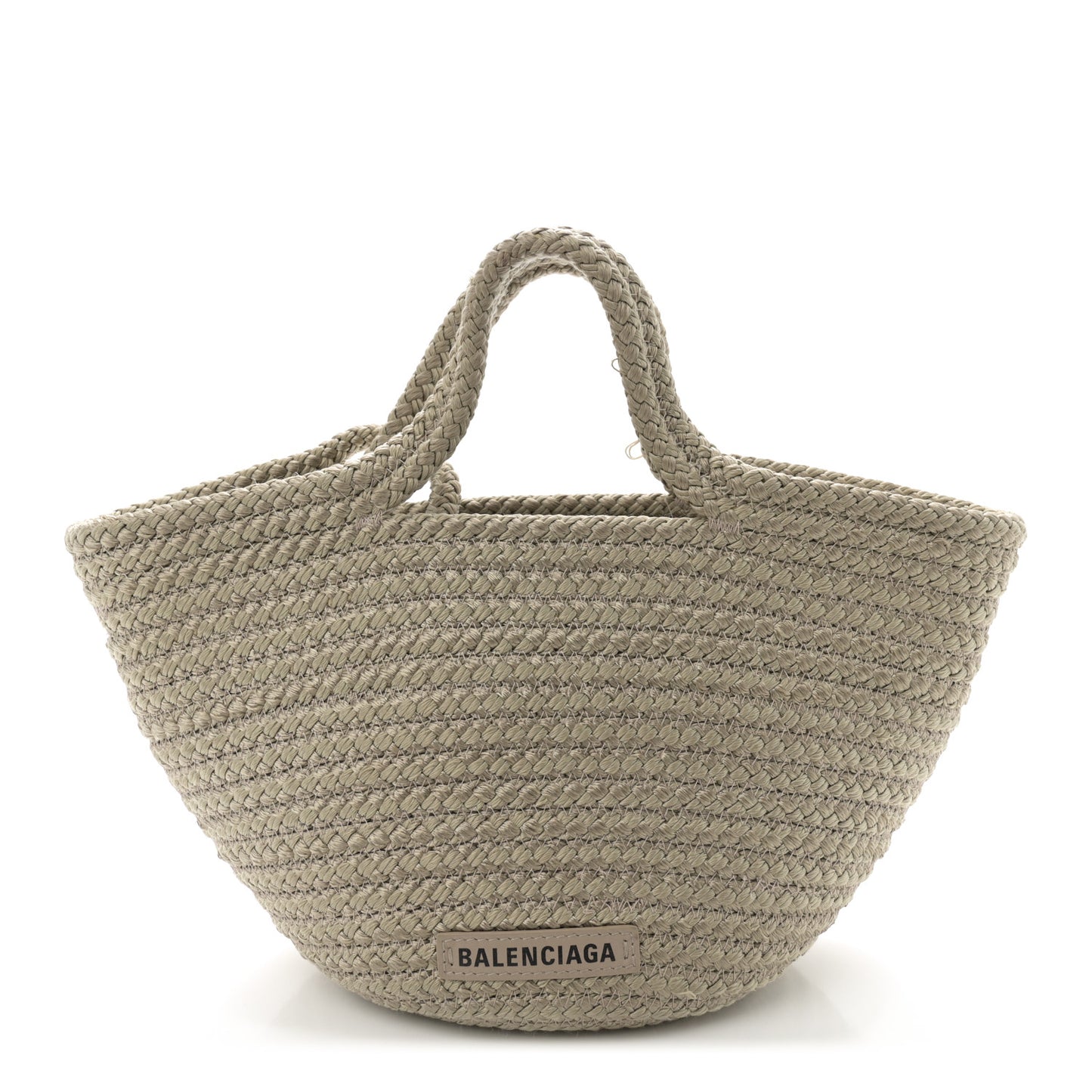 Nylon Lambskin Woven Small Ibiza Basket Kaki