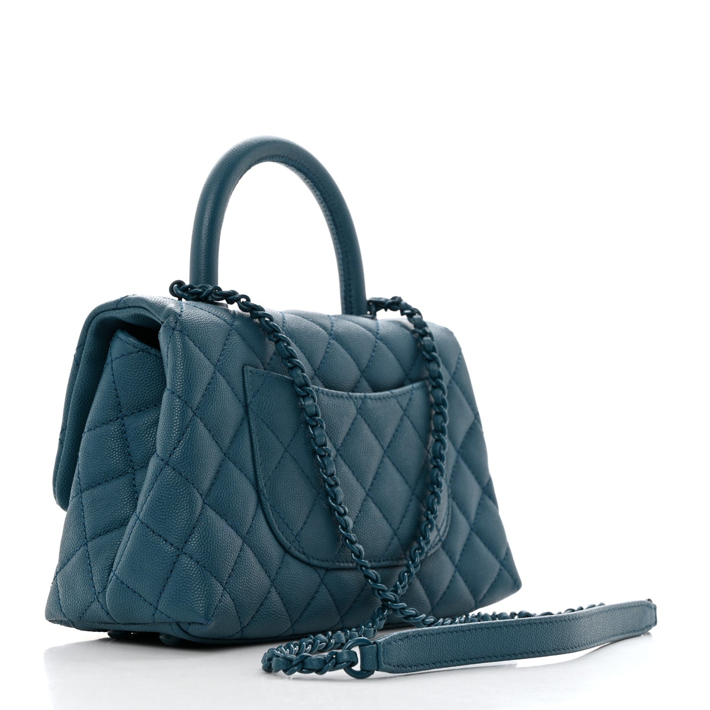 Caviar Quilted Incognito Mini Coco Handle Flap Dark Turquoise