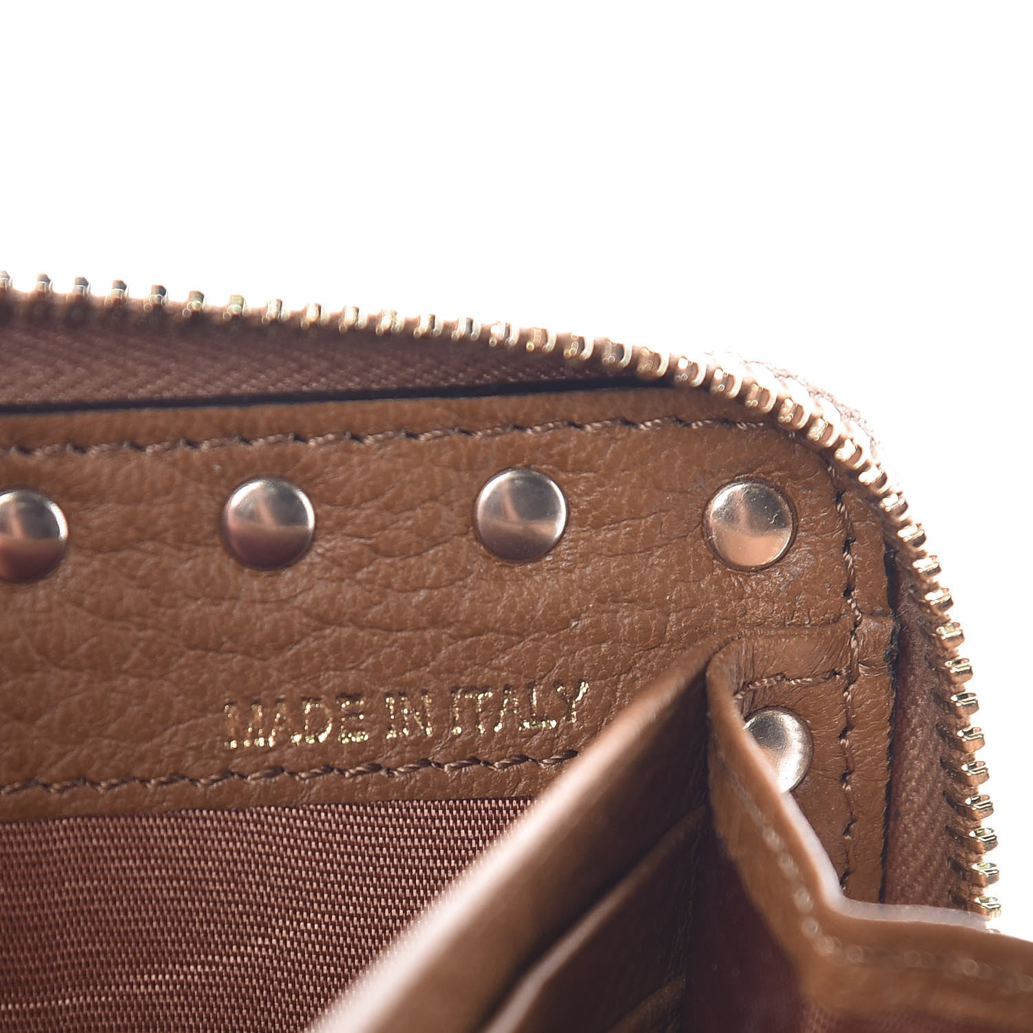 Valentino Garavani Pebbled Calfskin Rockstud Zip Around Wallet Bright Cognac 7 of 8