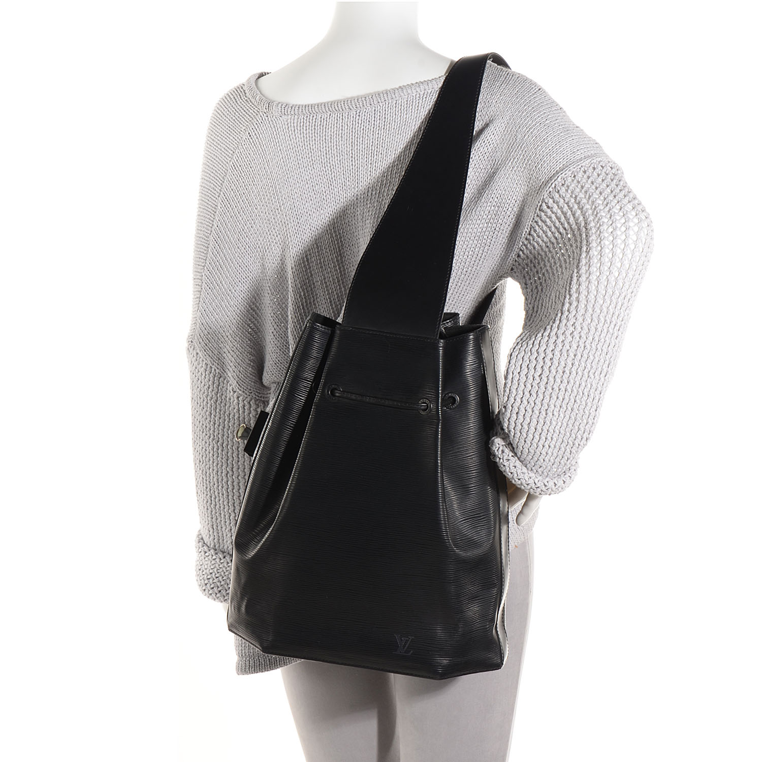 Louis Vuitton Epi Sac a Dos Drawstring Bag Black 2 of 8