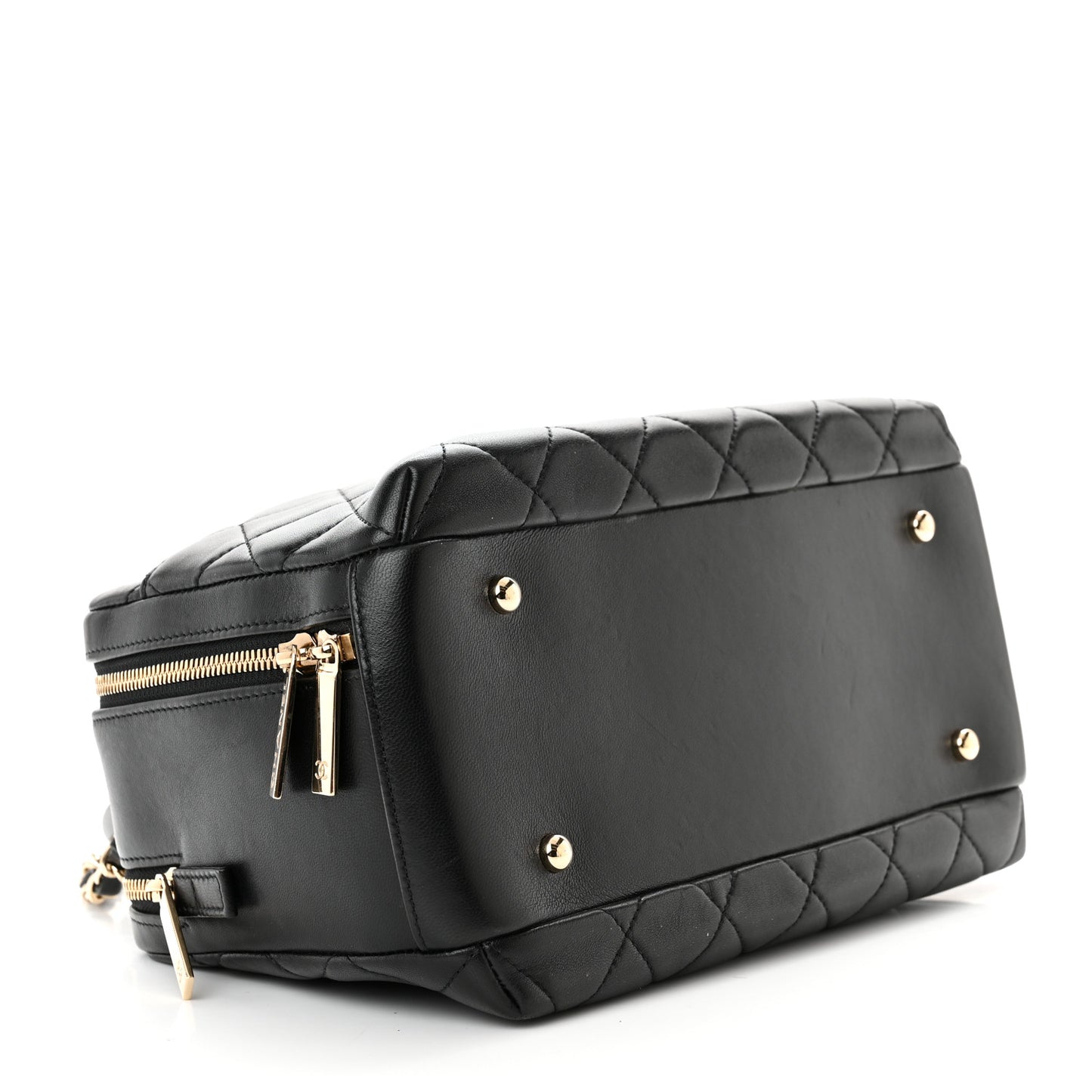 Lambskin Quilted Medium Trendy CC Bowling Bag Black