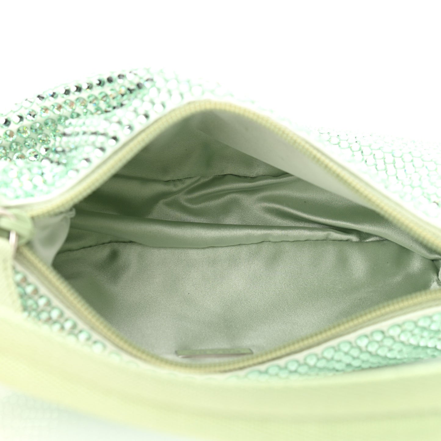 Satin Crystal Mini Re-Edition 2000 Bag Acqua