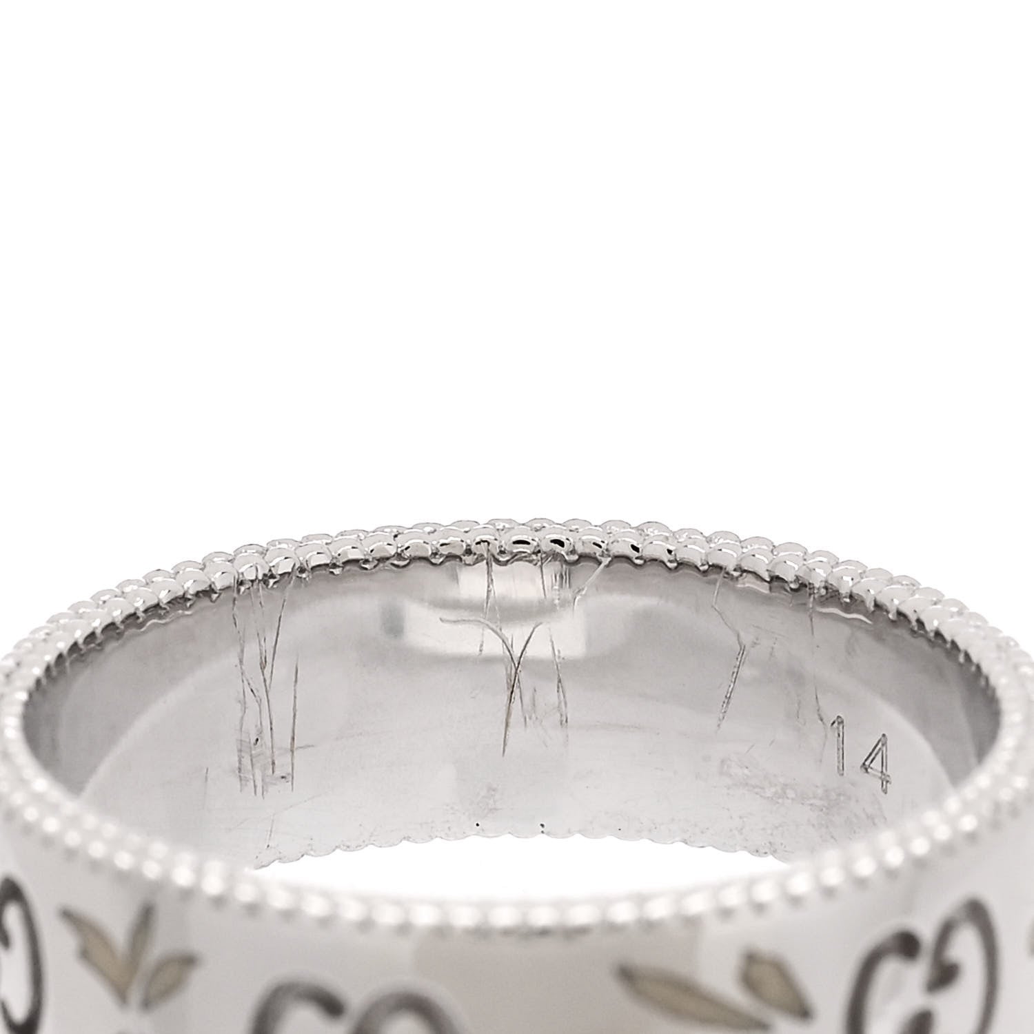 Gucci 18K White Gold Enamel 6mm Icon Blooms Ring 53 6.5 6 of 6