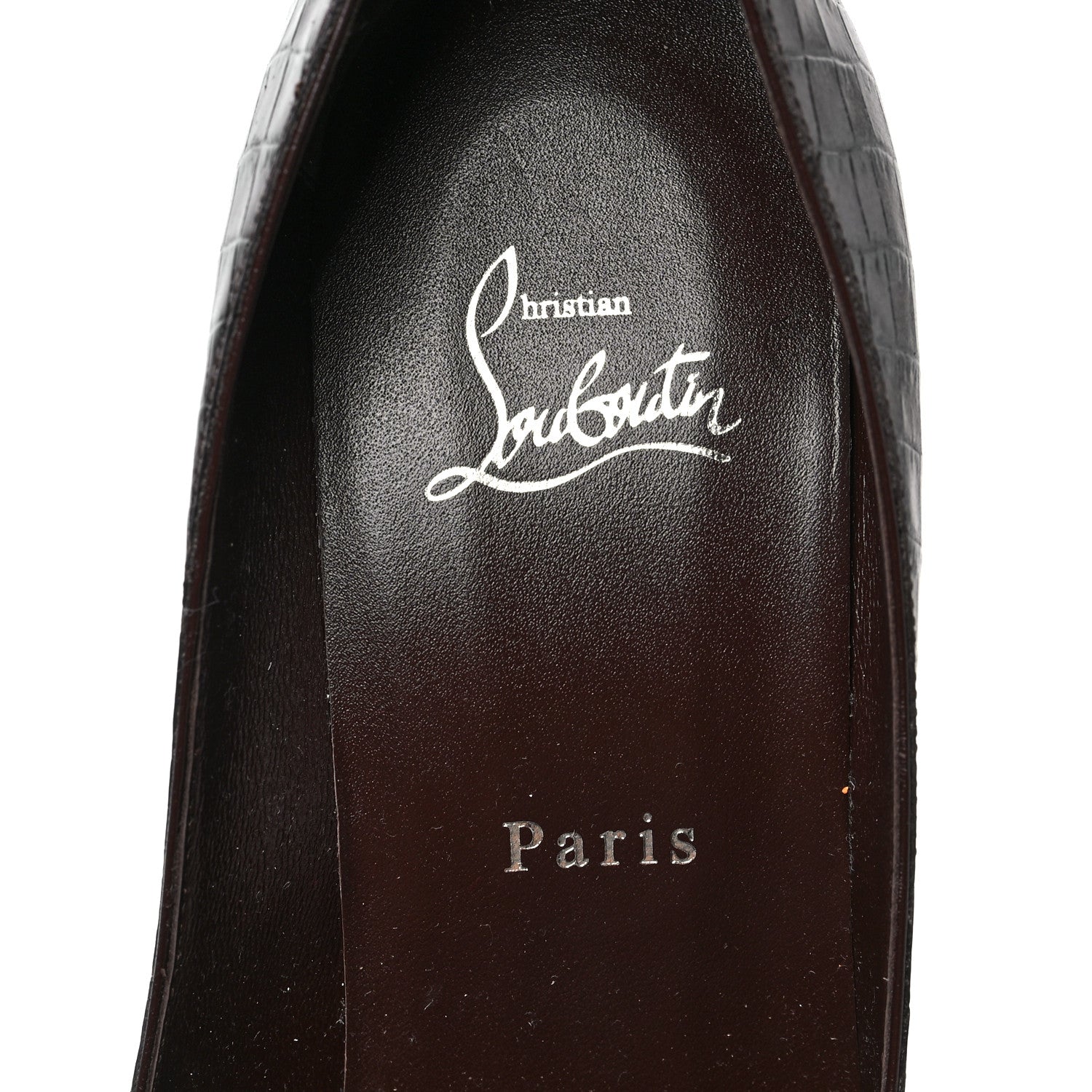 Christian Louboutin Calfskin Crocodile Embossed Kate 100 Pumps 40 Expresso 7 of 7