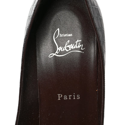 Christian Louboutin Calfskin Crocodile Embossed Kate 100 Pumps 40 Expresso 7 of 7