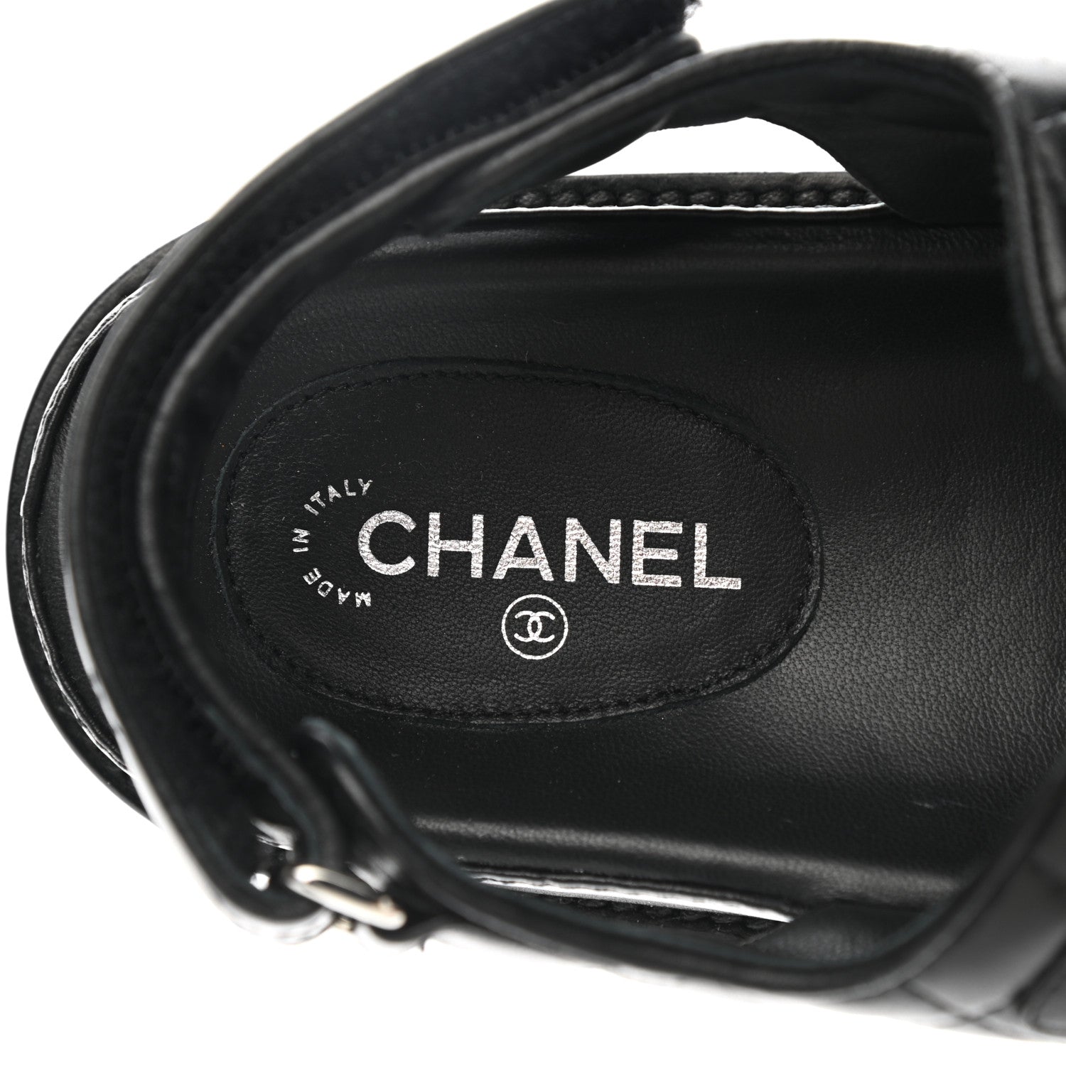 Chanel Lambskin Velcro Dad Sandals 38 Black 7 of 9