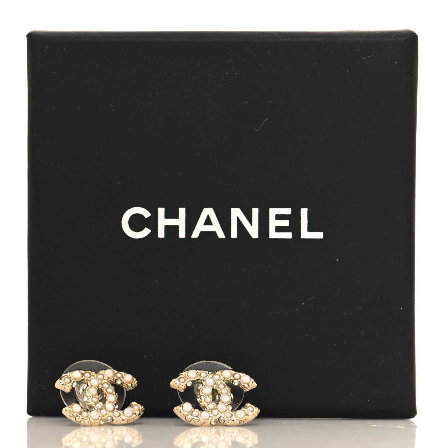 Metal Graduated Pearl Crystal CC Earrings Light Gold