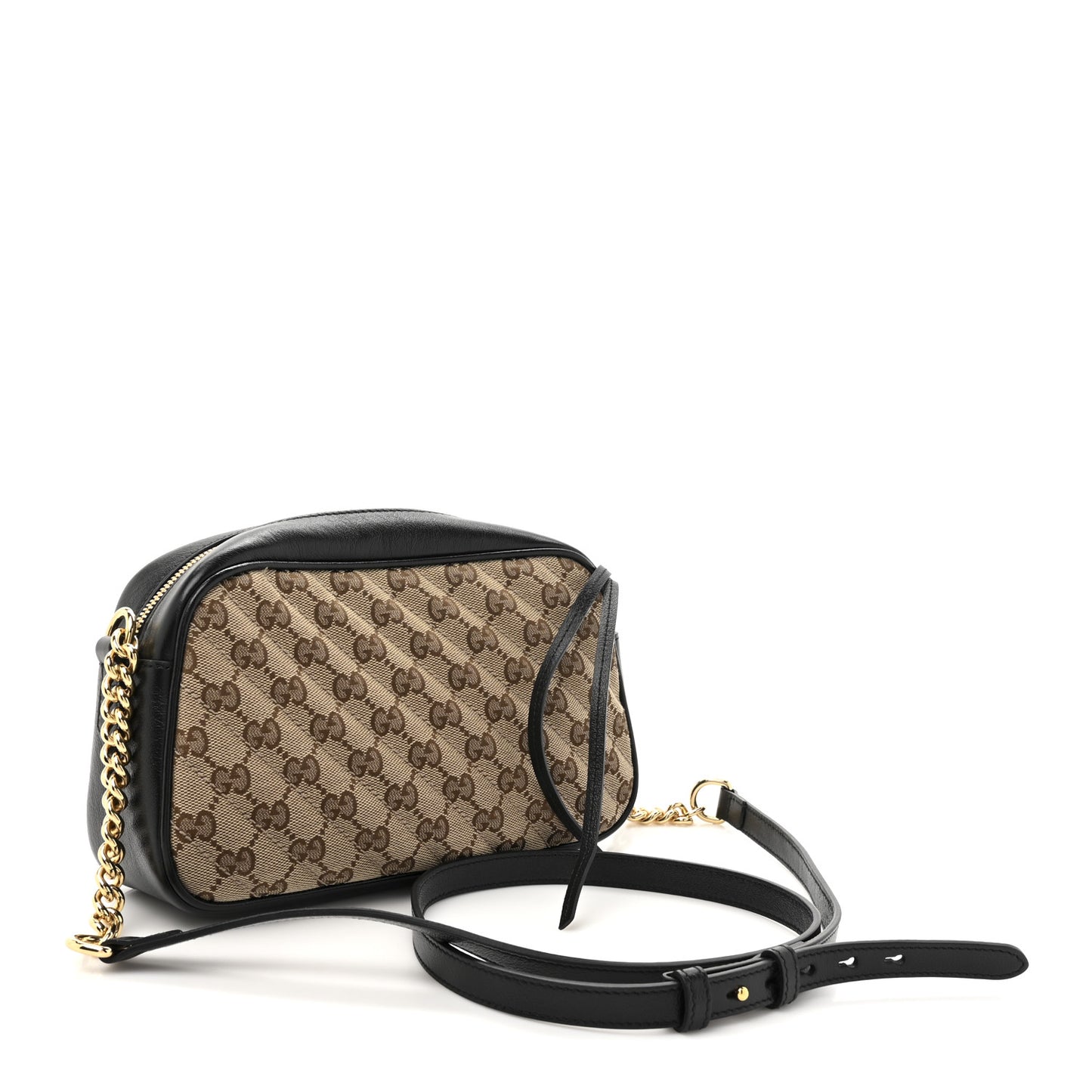 Monogram Matelasse Diagonal Small GG Marmont Chain Shoulder Bag Beige Black