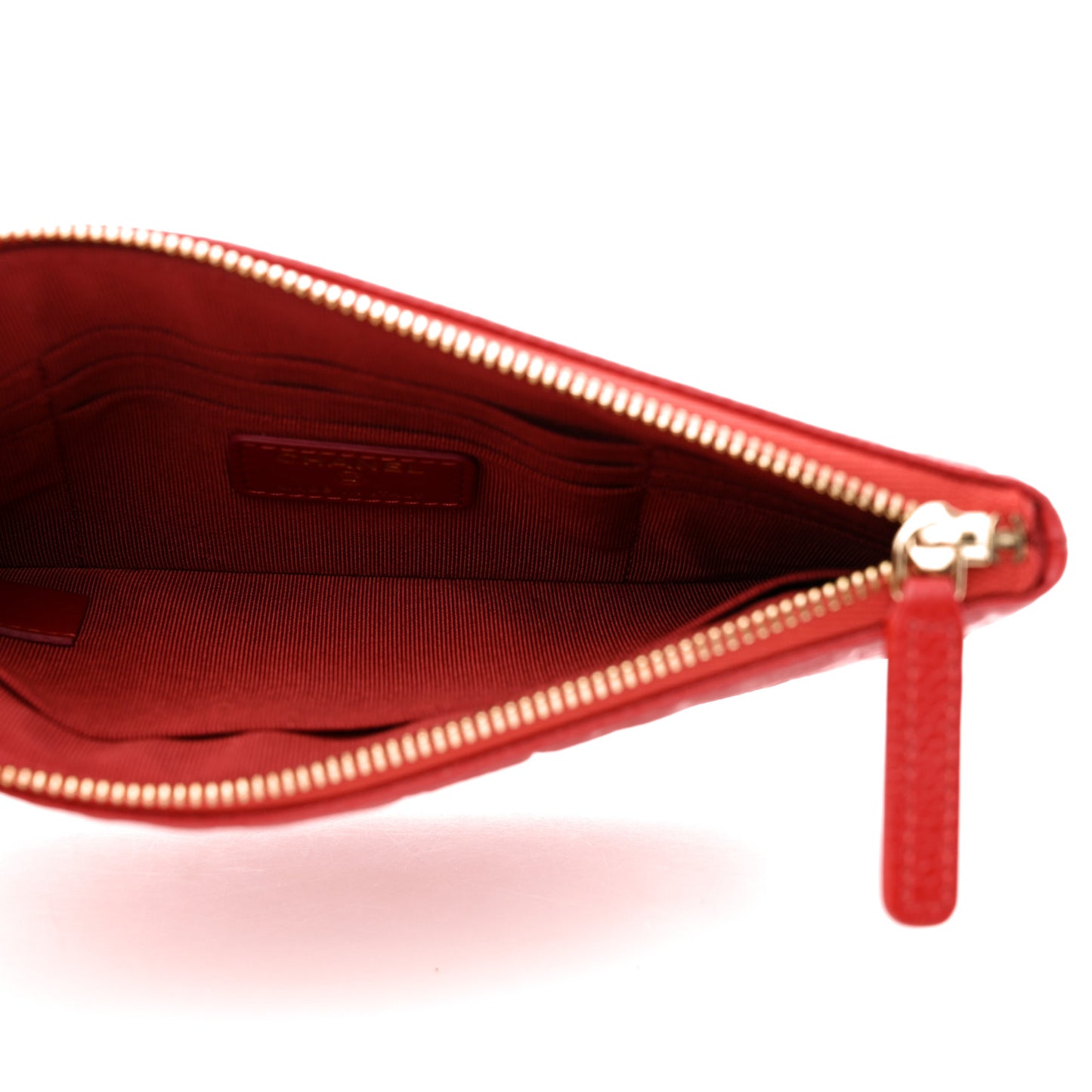 Caviar Camellia Embossed Cosmetic Pouch Red