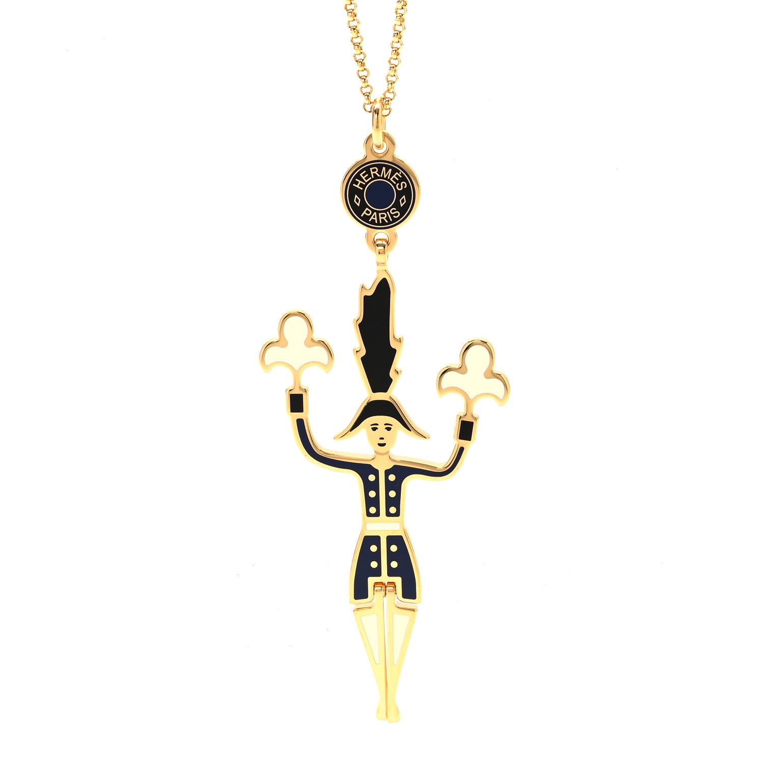 Hermes Metal Enamel Artificier Pendant Necklace Orfevre 4 of 8