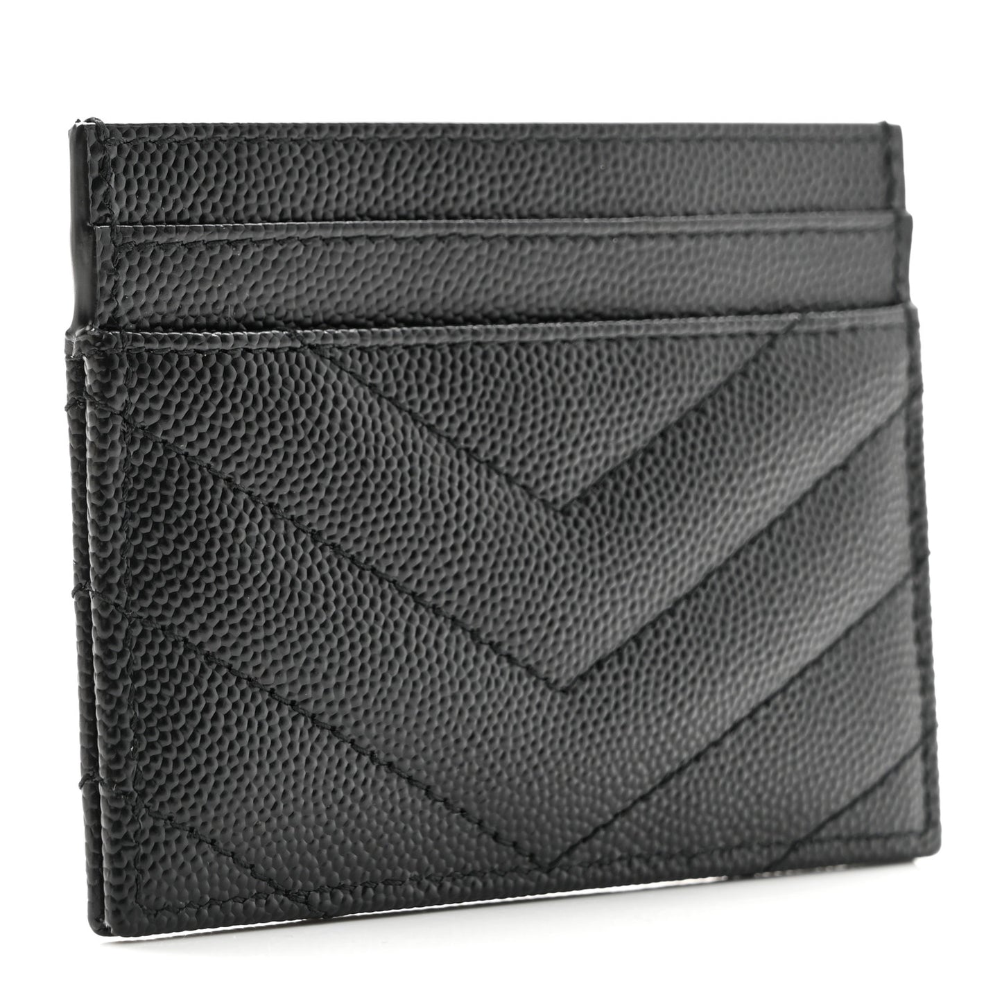 Grain De Poudre Matelasse Chevron Monochrome Monogram Credit Card Case Black