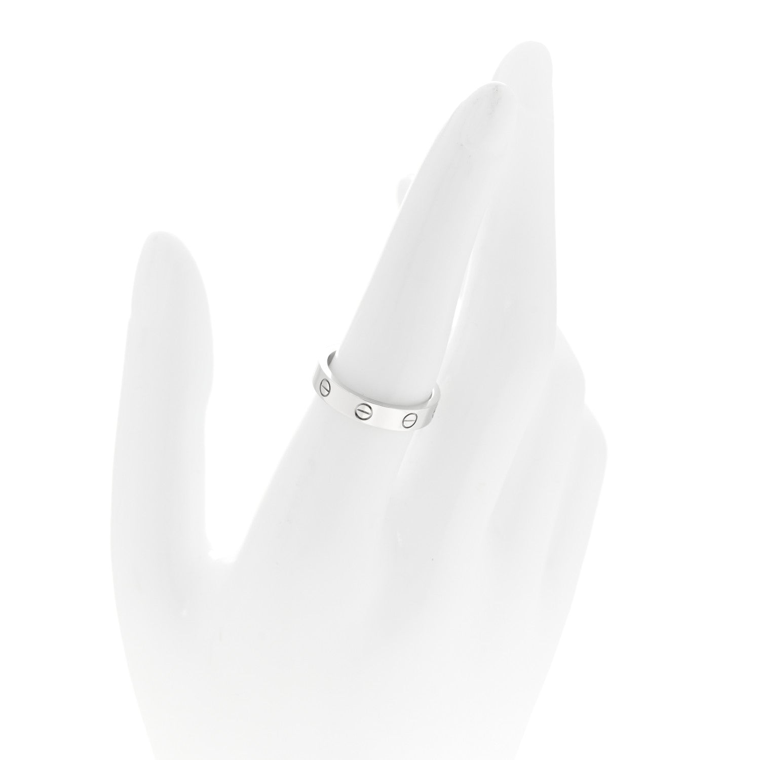Cartier 18K White Gold Diamond 4mm LOVE Wedding Band Ring 55 7.25 2 of 4