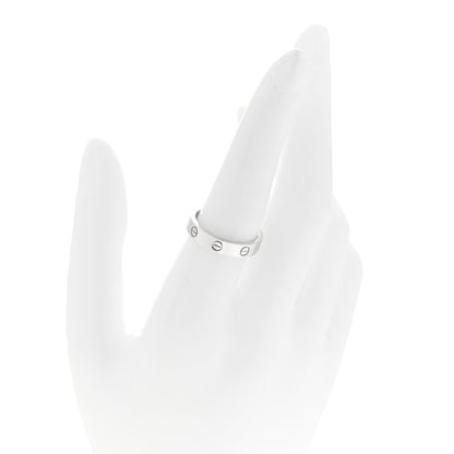 Cartier 18K White Gold Diamond 4mm LOVE Wedding Band Ring 55 7.25 2 of 4
