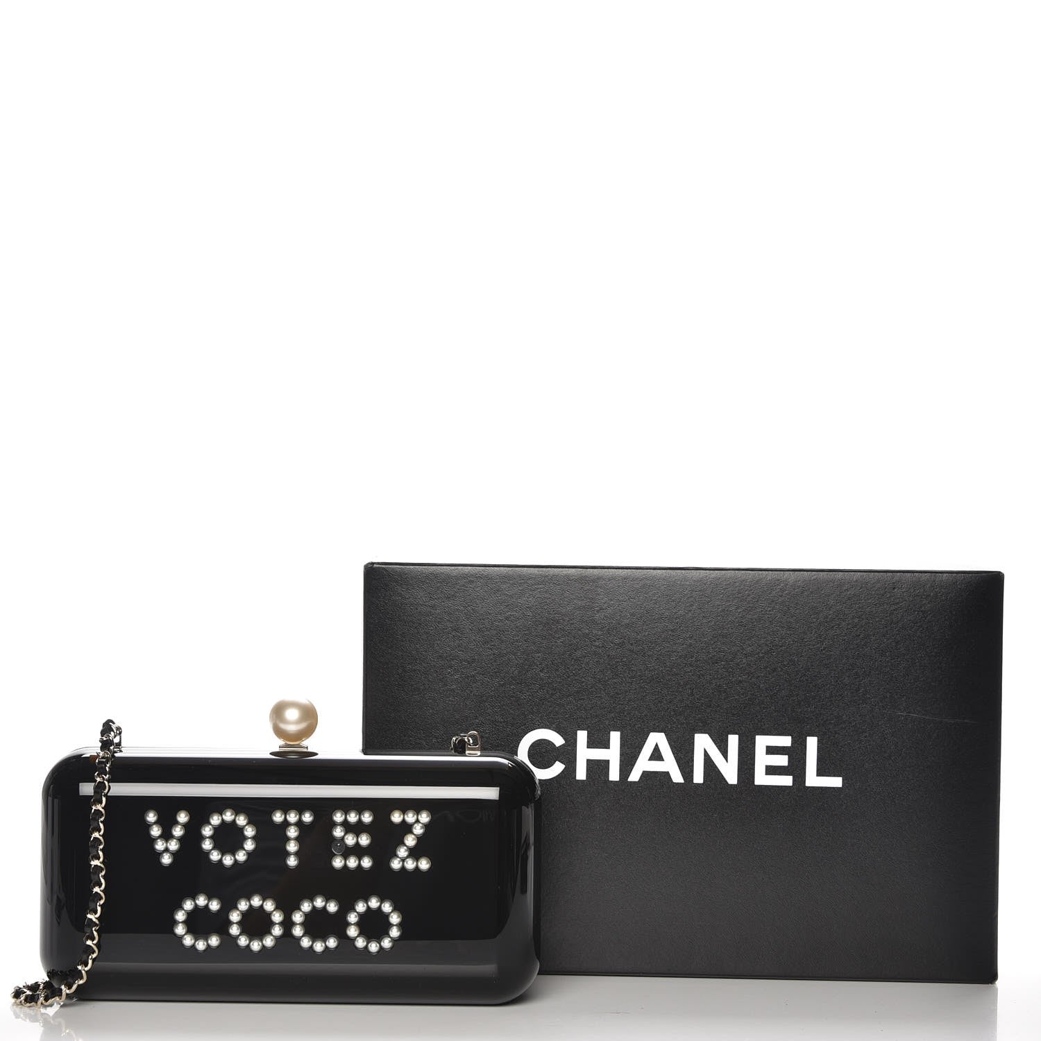 Chanel Plexiglass Votez Coco Evening In The Street Clutch Black 9 of 9